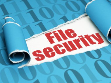 Güvenlik kavramı: yırtık kağıt parçası altında kırmızı metin Dosya Güvenliği