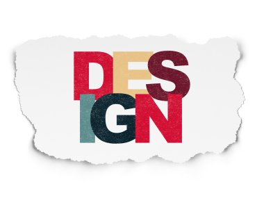 Reklam kavramı: Tasarım yırtılmış kağıt arka plan üzerinde