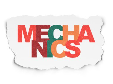 Bilim kavramı: mekanik yırtılmış kağıt arka plan üzerinde