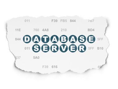 Veritabanı kavramı: Yırtık Kağıt arka planda Veritabanı Sunucusu