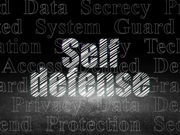 Privacy concept: zelfverdediging in grunge donkere kamer — Stockfoto