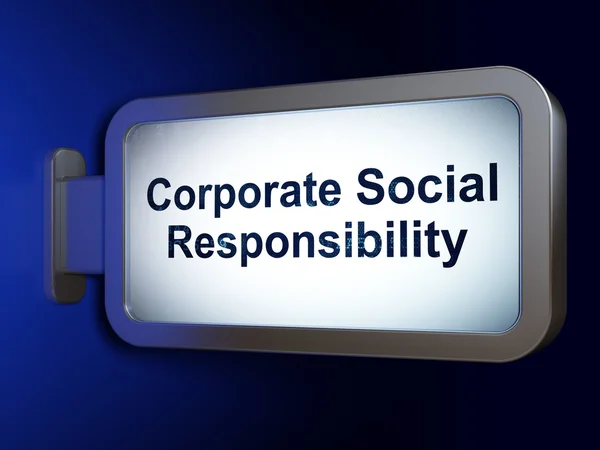 Koncepcja biznesowa: społeczna odpowiedzialność biznesu na tle Billboardu — Zdjęcie stockowe