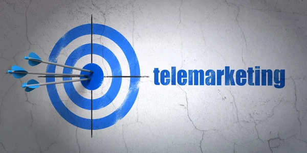 Marketing concept: target and Telemarketing on wall background — Stock Photo, Image