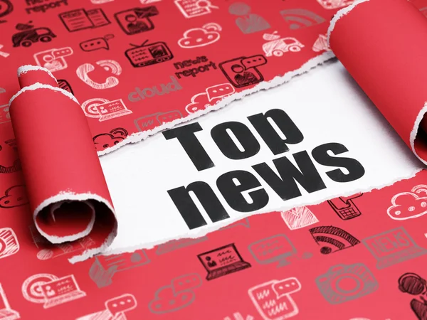 News concept: testo nero Top News sotto il pezzo di carta strappata — Foto Stock