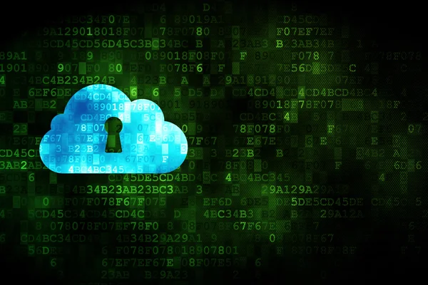 Cloud networking concept: Cloud With Keyhole on digital background — Stock Photo, Image