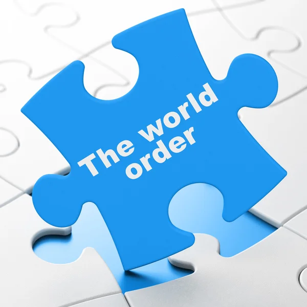 Conceito de política: The World Order on puzzle background — Fotografia de Stock