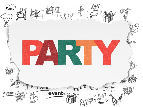 Концепция праздника: Вечеринка на фоне порванной бумаги — стоковое фото