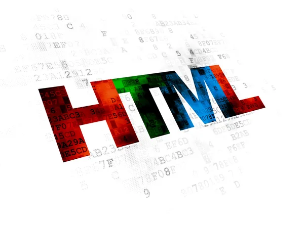 Концепция базы данных: Html на цифровом фоне — стоковое фото