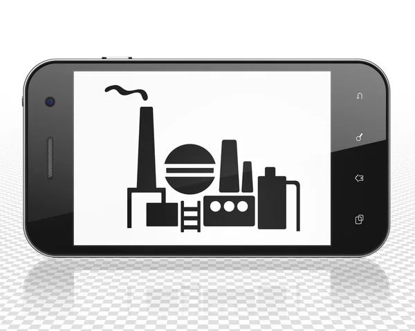 Concetto industriale: Smartphone con industria petrolifera e del gas in mostra — Foto Stock