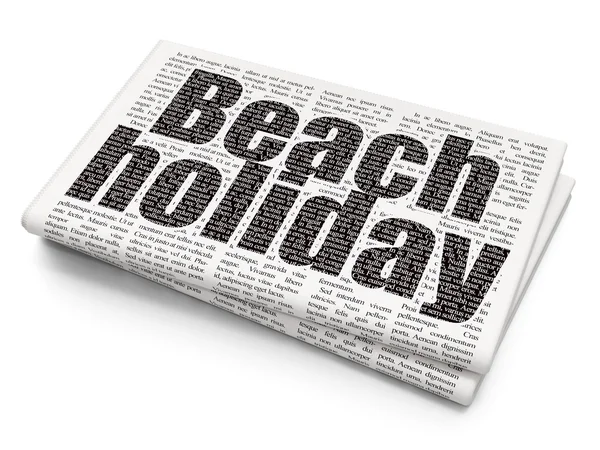Concepto de vacaciones: Vacaciones en la playa en el fondo del periódico — Foto de Stock