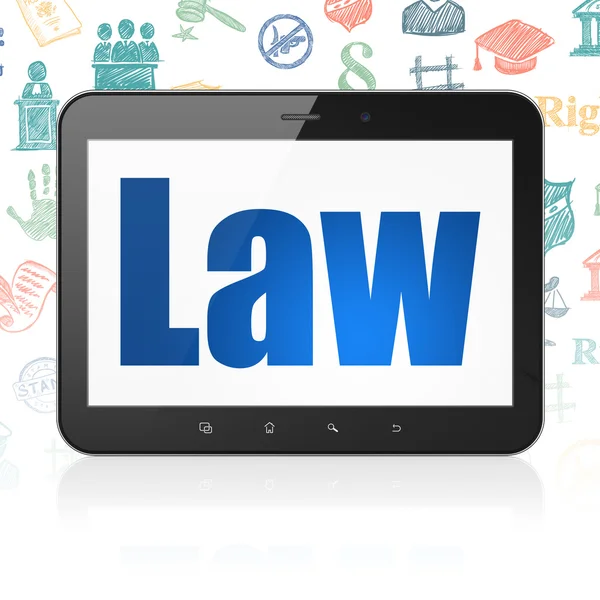 Понятие закона: планшетный компьютер с законом на дисплее — стоковое фото