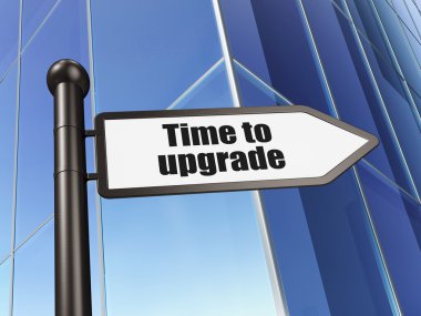 Timeline concept: sign Time To Upgrade on Building background