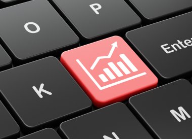 Ekonomi kavramı: büyüme grafik bilgisayar klavye arka plan üzerinde