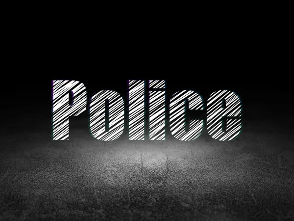 Концепція права: поліція в гранжевій темній кімнаті — стокове фото