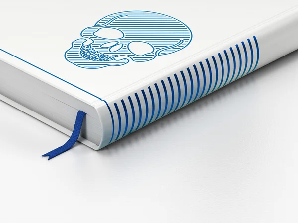 Medicine concept: closed book, Scull on white background — Stock Photo, Image