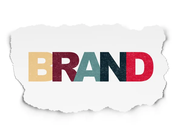 Conceptul de marketing: Brand on Torn Paper background — Fotografie, imagine de stoc