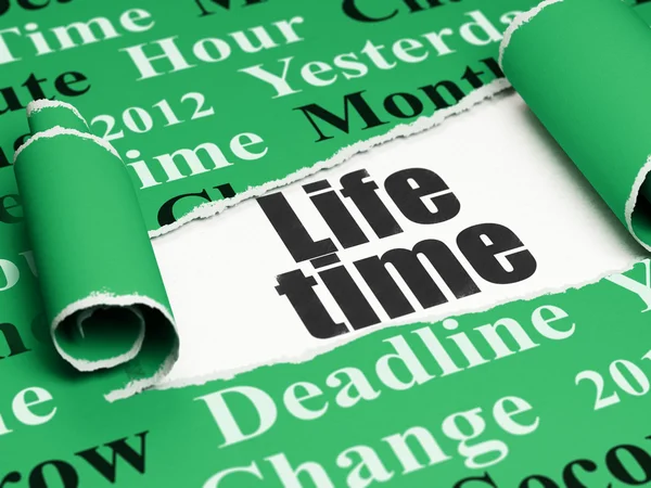 Concepto de tiempo: texto negro Life Time bajo el pedazo de papel roto — Foto de Stock