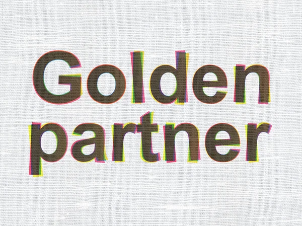 Business concept: Gouden partner op weefsel textuur achtergrond — Stockfoto