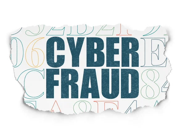 Sicherheitskonzept: Cyberbetrug auf zerrissenem Papier — Stockfoto