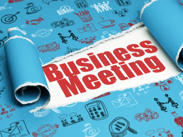 Business concept: rode tekst Business Meeting onder het stuk gescheurde papier — Stockfoto