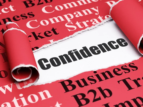 Business concept: black text Confidence under the piece of  torn paper — Stockfoto