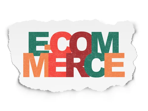 Finance concept: E-commerce on Torn Paper background — Stock fotografie