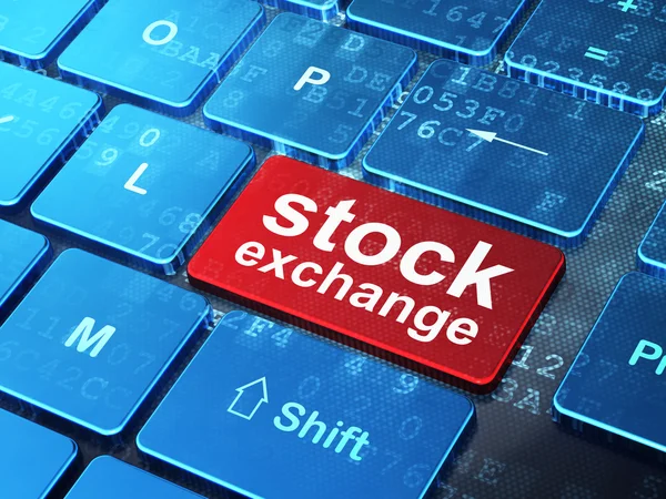 Conceito de negócio: Bolsa de valores no fundo teclado do computador — Fotografia de Stock