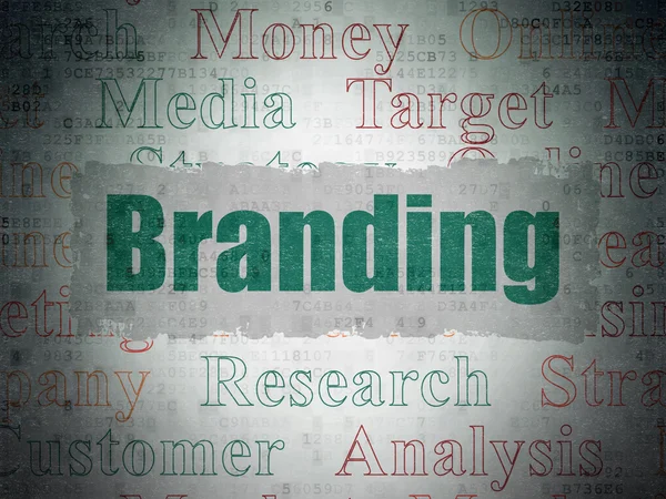 Koncepcja Reklama: Branding na tle cyfrowych danych papierze — Zdjęcie stockowe