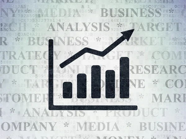 Concepto de marketing: Gráfico de crecimiento en el contexto del documento de datos digitales —  Fotos de Stock