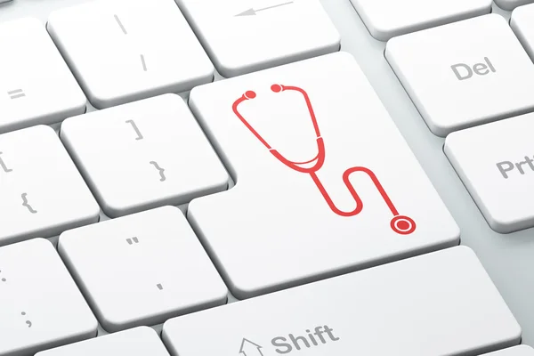 Gesundheitskonzept: Stethoskop auf Computertastatur — Stockfoto