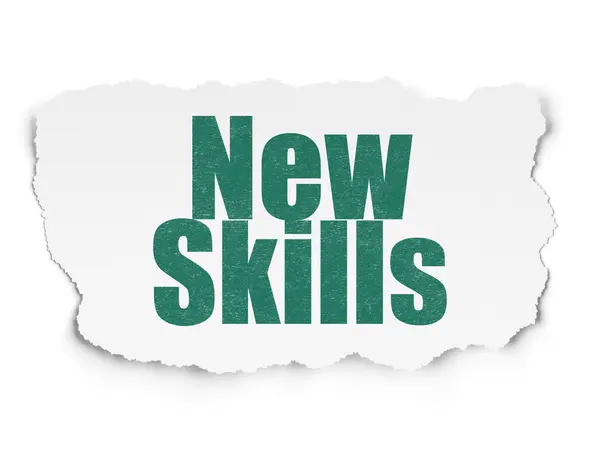 Education concept: New Skills on Torn Paper background — ストック写真