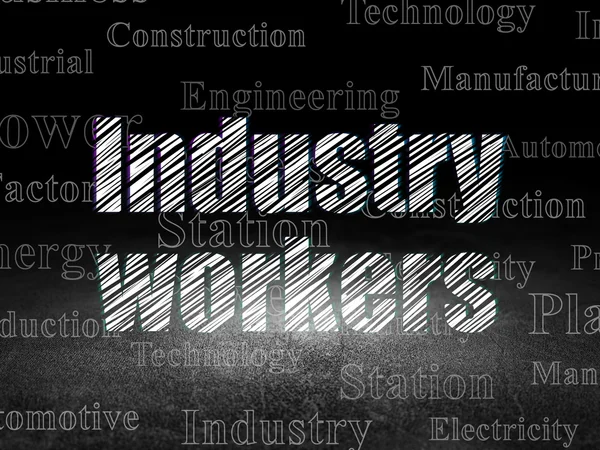 Industrin koncept: anställda i grunge mörkt rum — Stockfoto