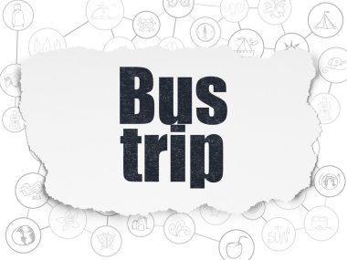 Travel concept: Bus Trip on Torn Paper background