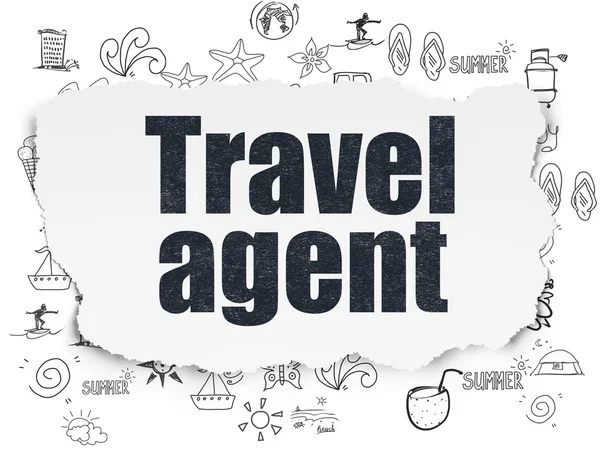 Conceito de férias: Travel Agent on Torn Paper background — Fotografia de Stock