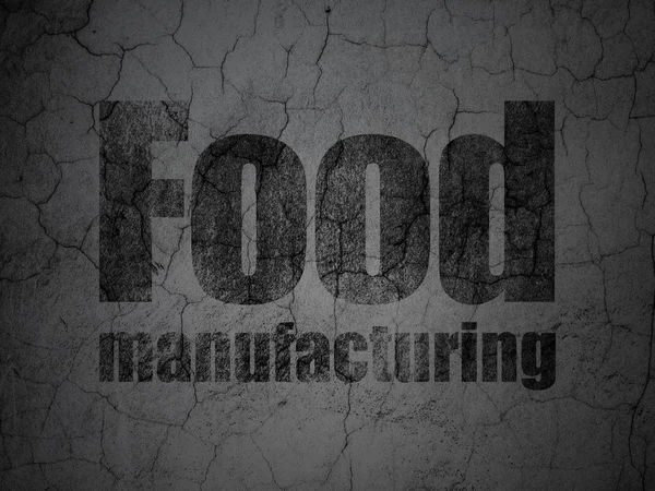 Manufacuring koncept: výroba potravin na pozadí zeď grunge — Stock fotografie