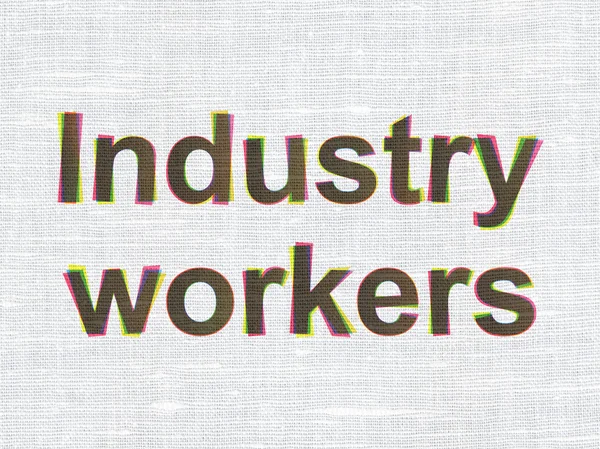 Branchenkonzept: Industriearbeiter auf textilem Hintergrund — Stockfoto