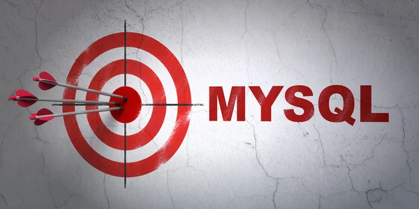Programmeringskoncept: Target och MySQL på Wall Background — Stockfoto