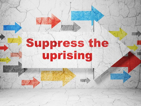 Politics concept: arrow with Suppress The Uprising on grunge wall background — Stock Photo, Image