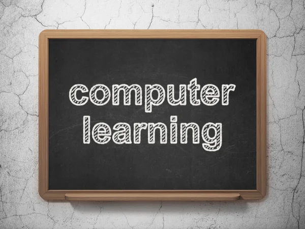 Studying concept: Computer Learning on chalkboard background — Stock Photo, Image