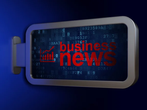 News concept: Business News e Grafico di Crescita su sfondo cartellone — Foto Stock