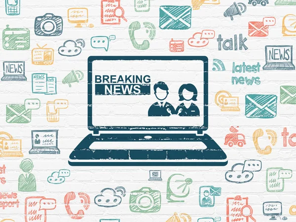 News concept: Breaking News On Laptop on wall background — Stock Photo, Image