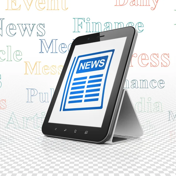 News concept: Tablet Computer with Newspaper on display — Stock Photo, Image