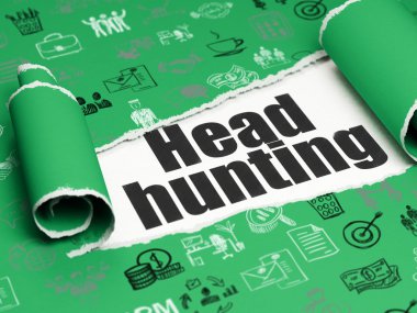 İş kavramı: metin baş av yırtık kağıt altında siyah