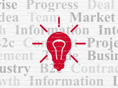 iş kavramı: duvar arka plan üzerinde ampul