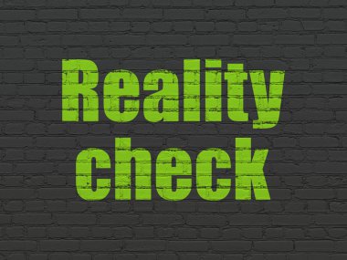 Ekonomi kavramı: Reality Check duvar arka plan üzerinde
