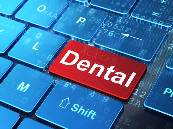 Conceito de saúde: Dental no fundo do teclado do computador — Fotografia de Stock