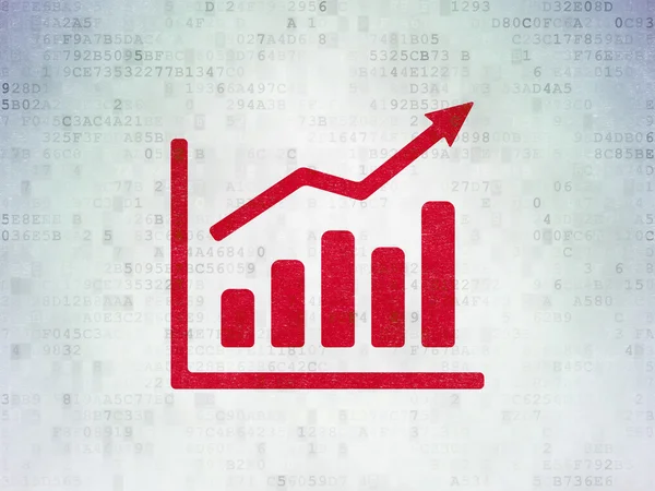 Concetto di marketing: grafico della crescita sullo sfondo della carta dati digitale — Foto Stock