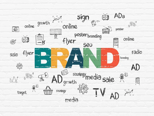 Concetto di marketing: Brand on wall background — Foto Stock