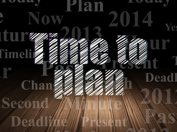 Tijdlijn concept: tijd om Plan in grunge donkere kamer — Stockfoto