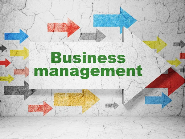 Business concept: arrow with Business Management on grunge wall background — Stock fotografie